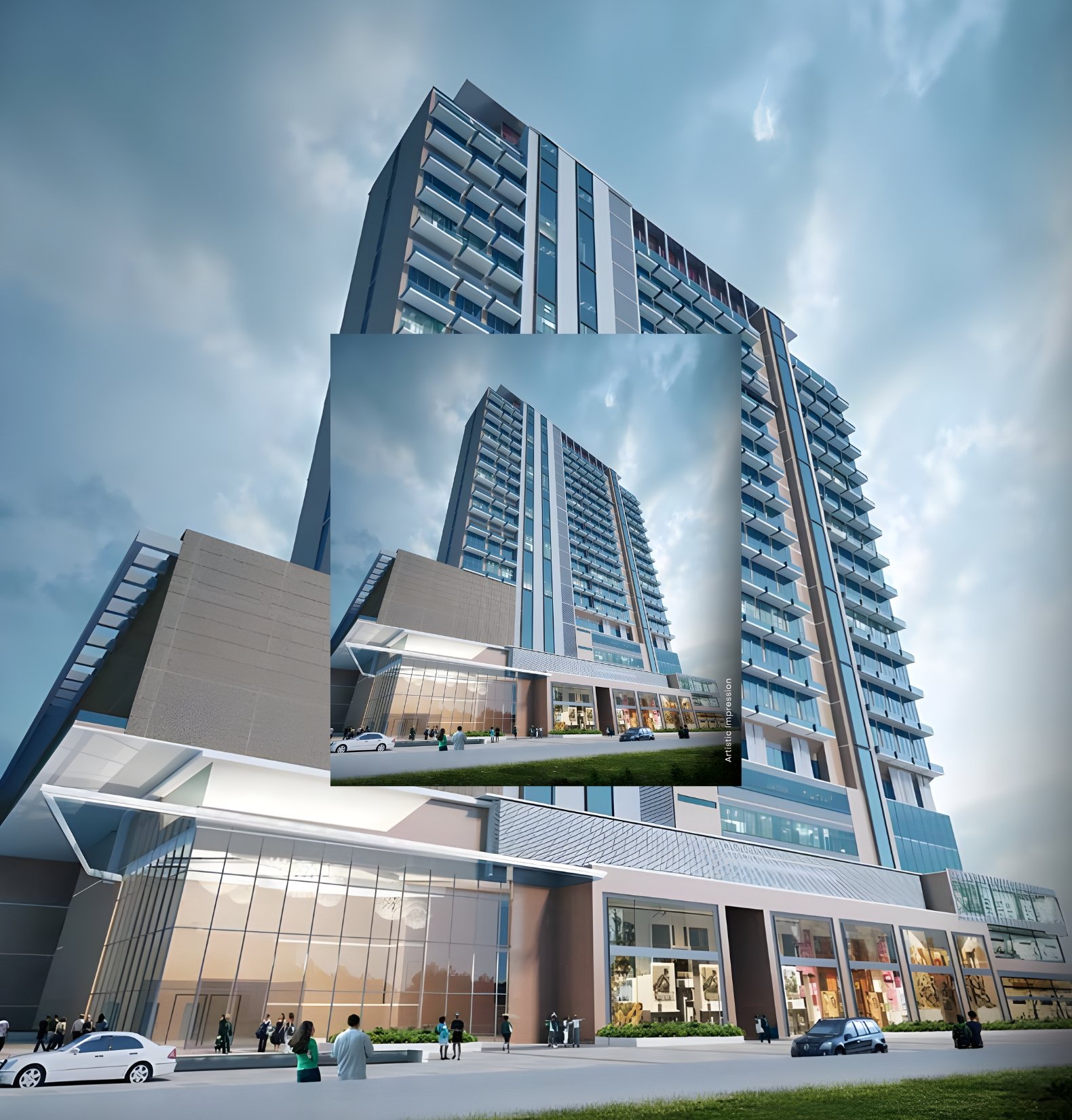 Double and triple-height retail shops at M3M Corner Walk Gurugram