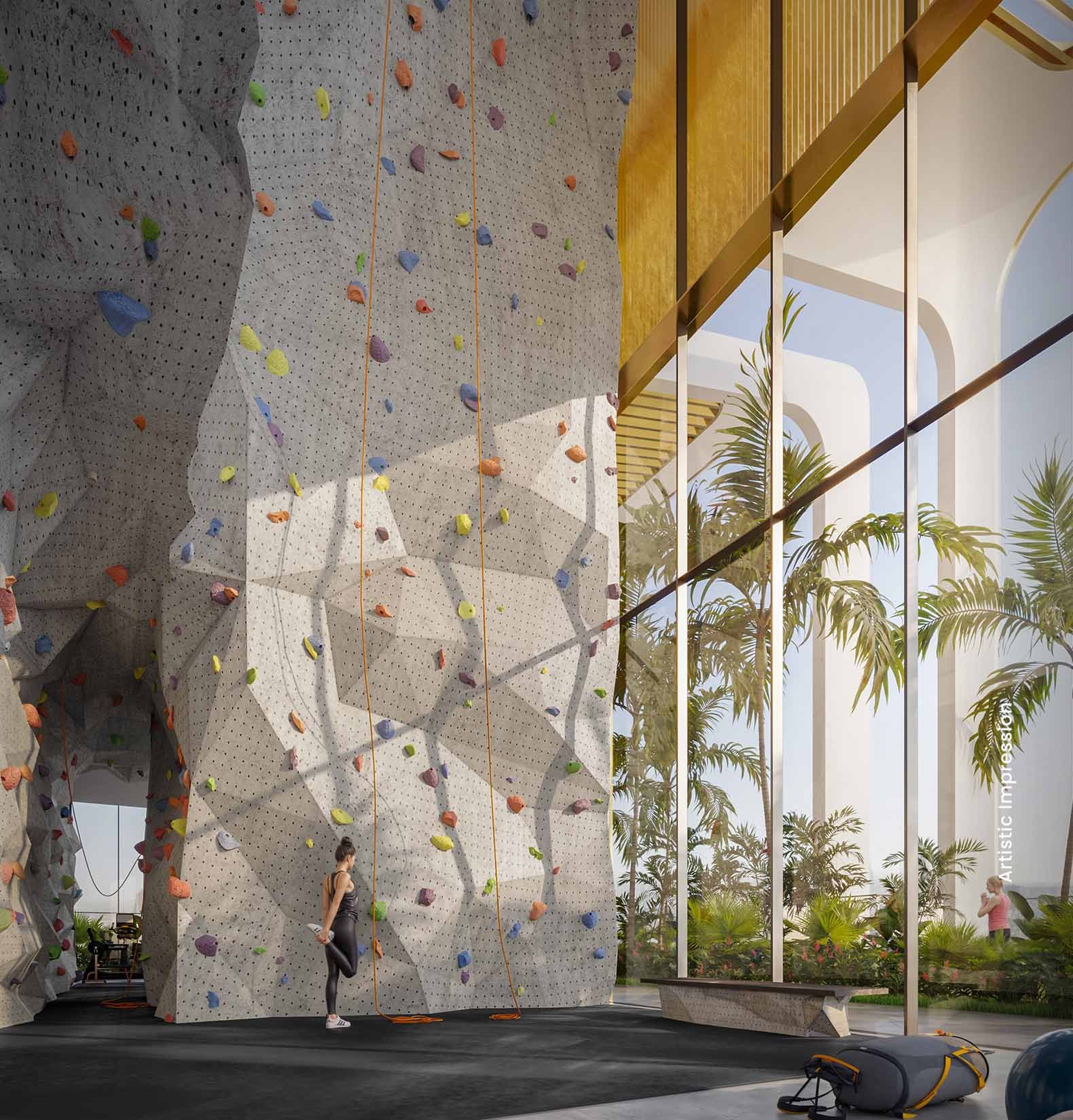 Indoor climbing wall fitness zone at M3M St Andrews Gurgaon