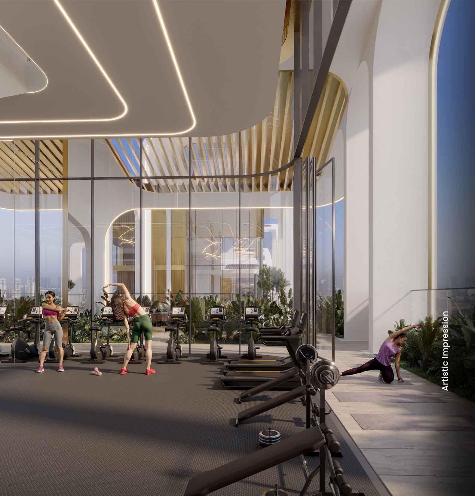 Rooftop gym with skyline views at M3M St Andrews Gurgaon