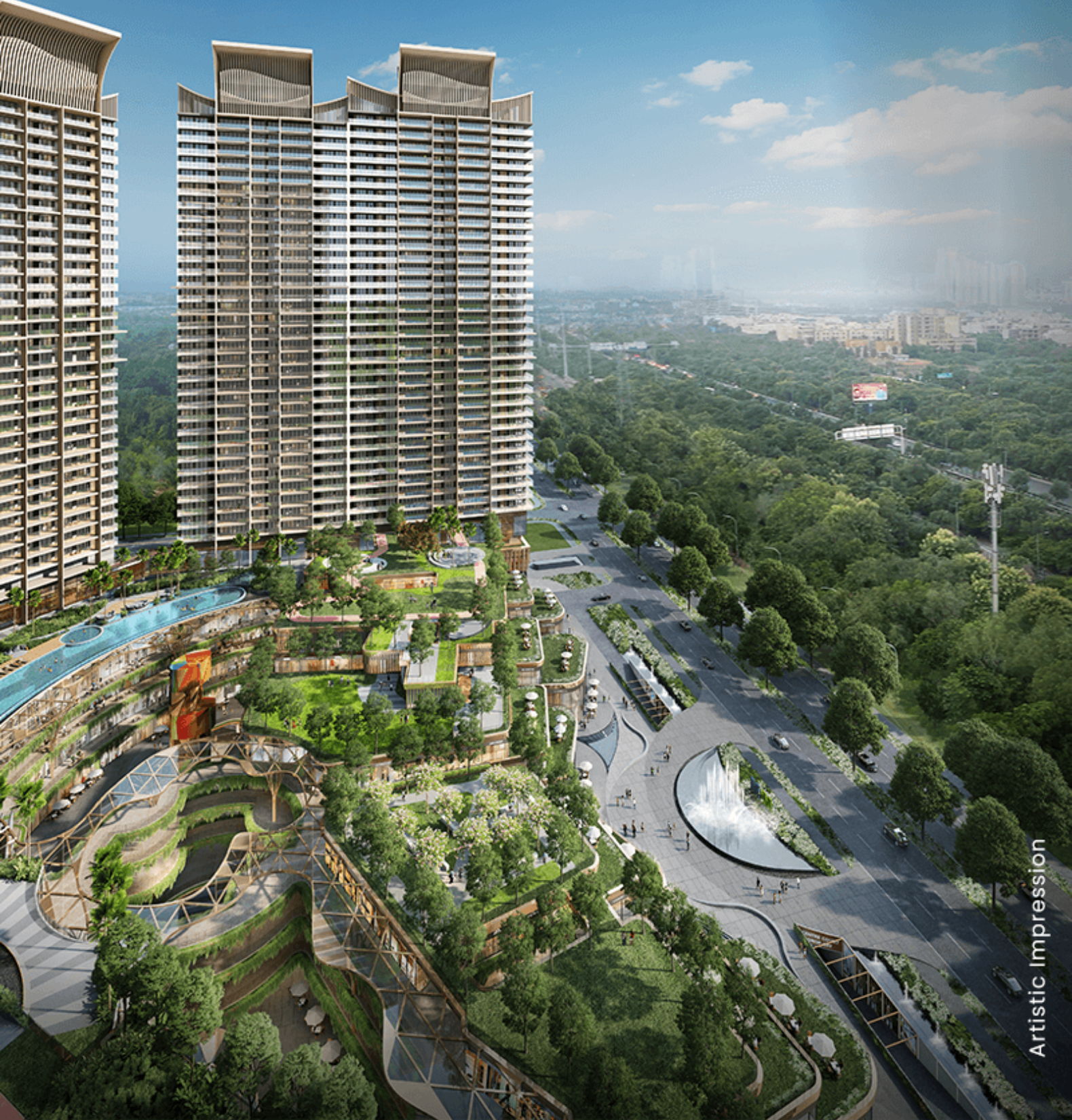 Iconic super luxury high-rise architecture at M3M The Cullinan Sector 94 Noida